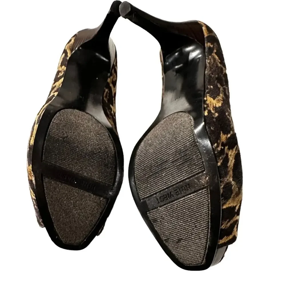 Nine West bonfirio ‎ textile uppers faux calf hair leopard size 7M